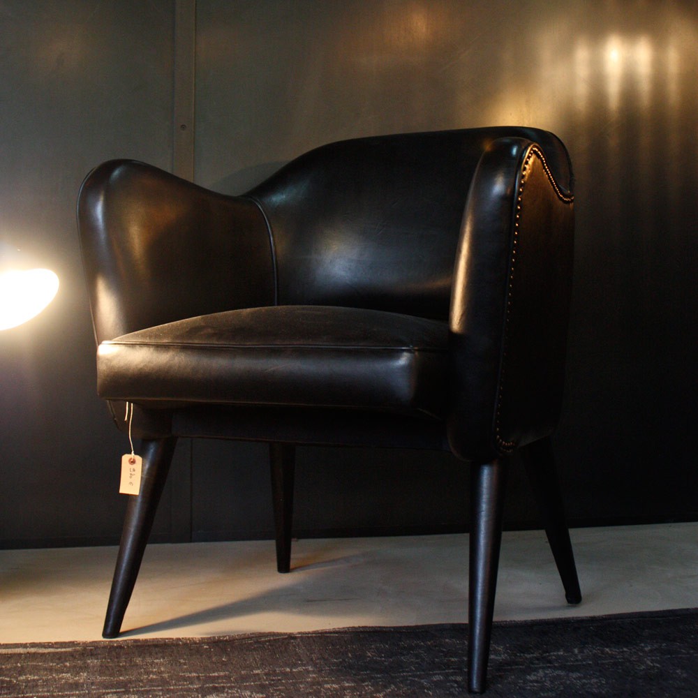 small black leather armchair